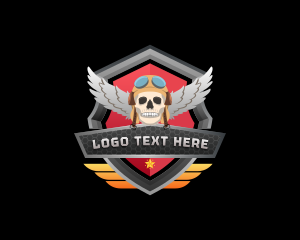 Skeleton - Aviation Skull Pilot logo design