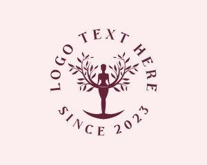 Tree Planting - Yoga Woman Tree logo design