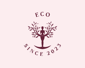 Yoga Woman Tree logo design