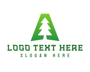 Green And Brown - Forest Tree Letter A logo design