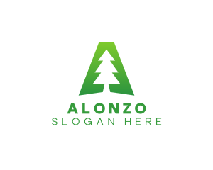 Forest Tree Letter A logo design