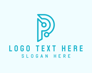 Digital - Cyber Tech Company Letter P logo design