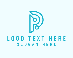 Telecommunication - Cyber Tech Company Letter P logo design