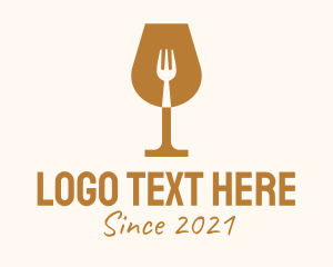 Cocktail Bar - Restaurant Fork Wine Glass logo design