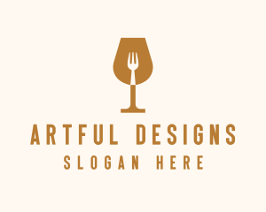 Restaurant Fork Wine Glass  logo design