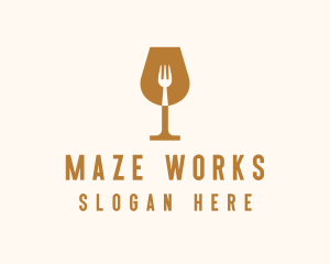 Restaurant Fork Wine Glass  logo design