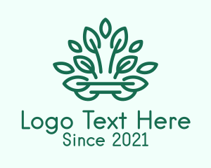 Natural - Symmetrical Green Plant logo design