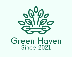 Symmetrical Green Plant  logo design