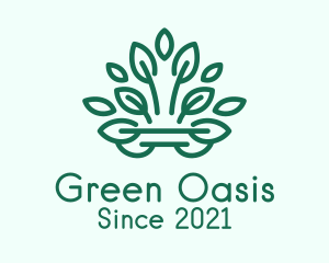 Symmetrical Green Plant  logo design