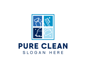 Sanitize - Square Cleaning Sanitation logo design