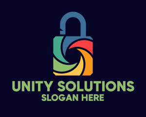 Diversity - Rainbow Shutter Padlock logo design
