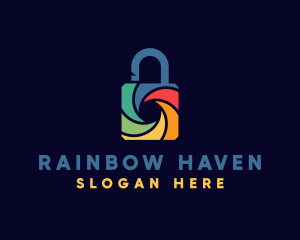 Rainbow Shutter Padlock logo design