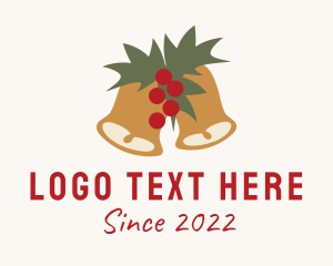 Caroling - Christmas Bell Holly logo design