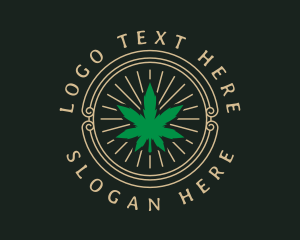 Ganja - Marijuana Leaf Badge logo design