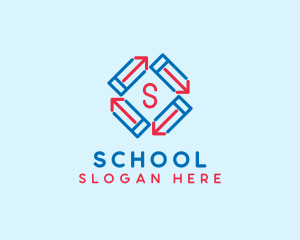 Pencil Arrow School logo design