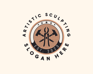 Sculpting - Wood Sculpting Badge logo design