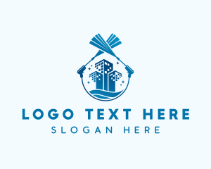 Clean - Blue Clean Building Wash logo design