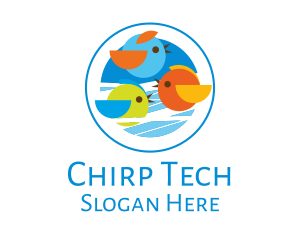 Chirp - Three Cute Little Birds logo design