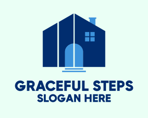 Blue House Steps logo design