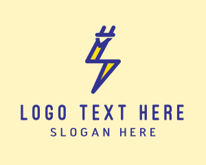 Volt - Blue Electric Plug logo design