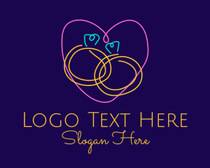 Date - Neon Wedding Rings logo design
