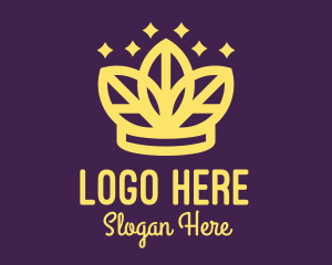 Queen - Golden Crown Leaf logo design