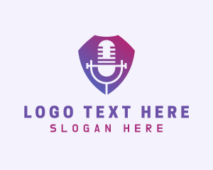 Vlog - Shield Mic Podcast logo design