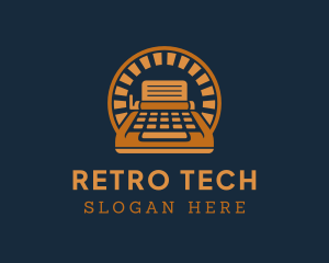 Retro Document Typewriter logo design