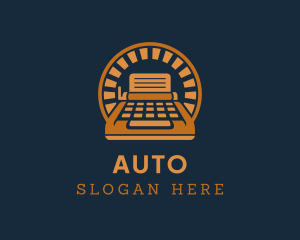 Office - Retro Document Typewriter logo design