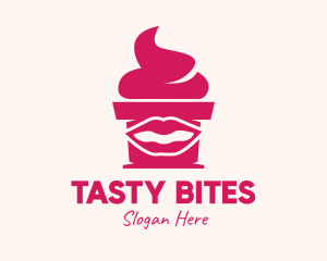 Delicious - Red Lip Cupcake logo design