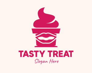 Yummy - Red Lip Cupcake logo design