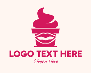 Delicious - Red Lip Cupcake logo design