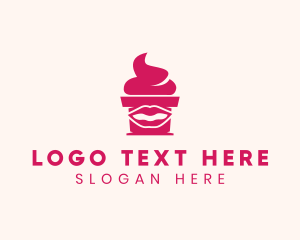 Delicious - Red Lip Cupcake logo design