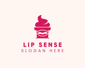 Red Lip Cupcake logo design