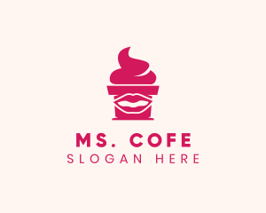 Red Lip Cupcake logo design