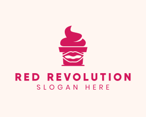 Red Lip Cupcake logo design