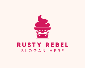 Red Lip Cupcake logo design