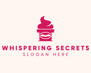 Red Lip Cupcake logo design