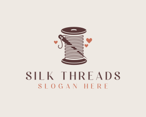 Thread Needle Heart Seamstress  logo design