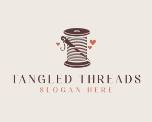 Thread Needle Heart Seamstress  logo design