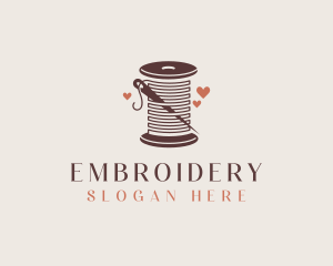 Thread Needle Heart Seamstress  logo design