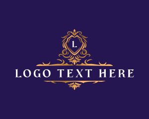 Vintage - Luxury Floral Shield logo design