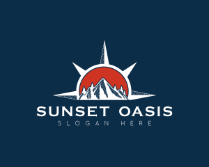 Compass Mountain Sunset logo design