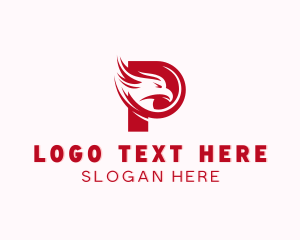 Red Wings - Eagle Hawk Letter P logo design