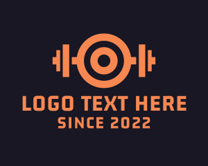 Bodybuilder - Orange Target Barbell logo design
