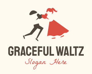 Waltz - Couple Heart Dance logo design