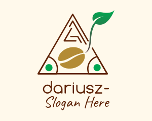 Coffee Farm - Triangle Coffee Bean Leaf logo design