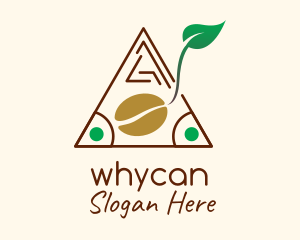 Coffee Farm - Triangle Coffee Bean Leaf logo design