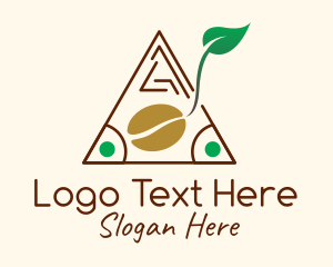 Coffee Farmer - Triangle Coffee Bean Leaf logo design