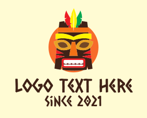 Hawaiian - Colorful Tribal Mask logo design